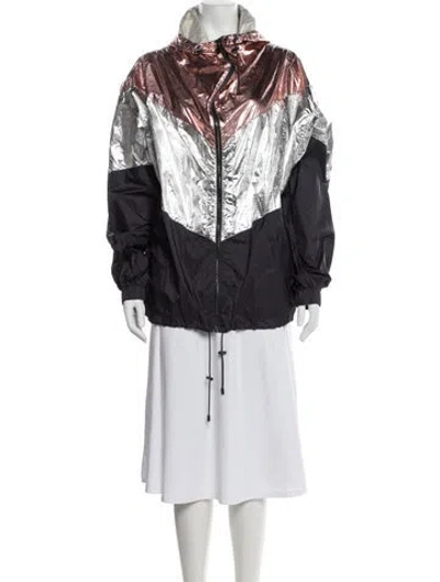 Pre-owned Isabel Marant Étoile Nylon Colorblock Pattern Performance Jacket W/ Tags In Blue/metallic/pink