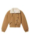 Isabel Marant Étoile Oana Fleece-trimmed Cotton-twill Jacket In Brown