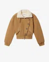 Isabel Marant Étoile Oana Fleece-trimmed Cotton-twill Jacket In Brown