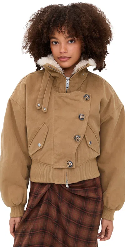 Isabel Marant Étoile Womens Isabel Marant Etoile Oana Funnel-neck Cotton Jacket In Brown