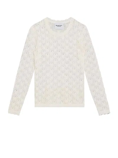 Isabel Marant Étoile Obeline Perforated Alpaca Blend Sweater In White