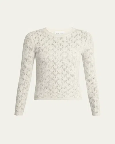 Isabel Marant Étoile Obeline Pointelle Crewneck Sweater In Sand