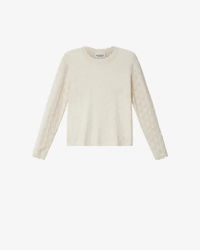Isabel Marant Étoile Obeline Openwork-knit Scalloped-trim Sweater In Neutral
