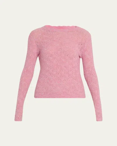 Isabel Marant Étoile Obeline Scalloped Neck Open-knit Sweater In Pink