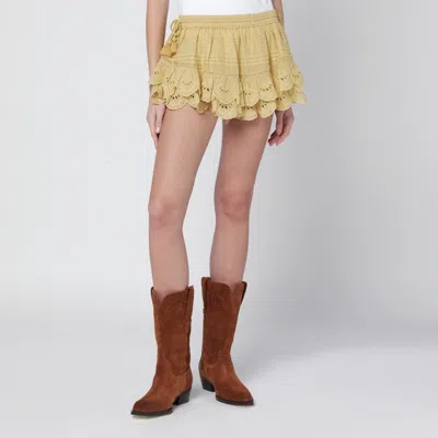 Isabel Marant Étoile Isabel Marant Etoile Ochre Lace Puria Shorts With Ruffles In Yellow