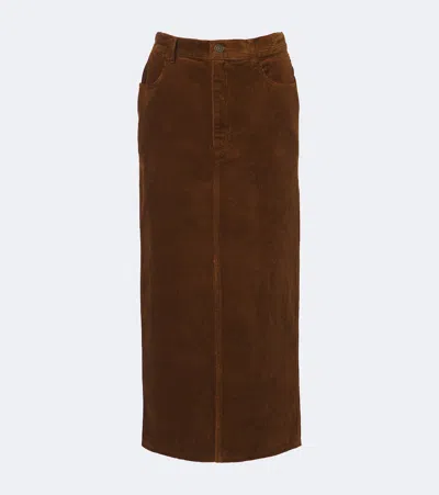 Isabel Marant Étoile Odalie Cotton And Linen Corduroy Maxi Skirt In Brown