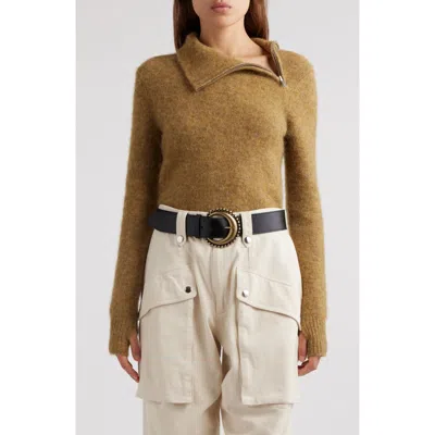 Isabel Marant Étoile Odelle Alpaca Blend Zip Shoulder Sweater In Honey