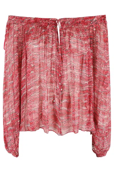 ISABEL MARANT ÉTOILE ISABEL MARANT ÉTOILE OFF-SHOULDER RED BLOUSE