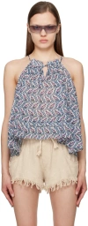 Isabel Marant Étoile Off-white & Blue Fabino Camisole In 23ec Ecru