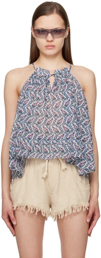 Isabel Marant Étoile Off-white & Blue Fabino Camisole In 23ec Ecru