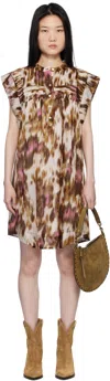 Isabel Marant Étoile Off-white & Tan Leazali Minidress In Ecru/ochre