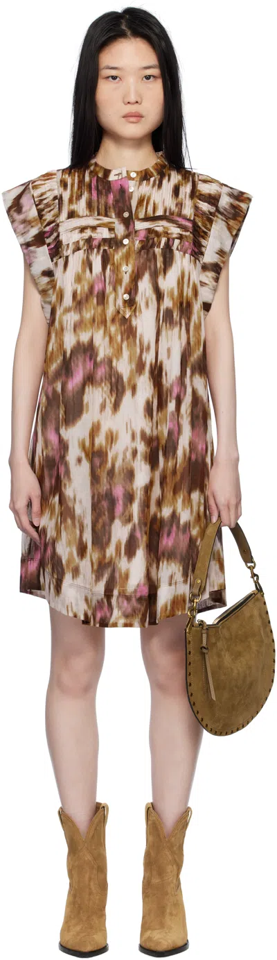 Isabel Marant Étoile Off-white & Tan Leazali Minidress In Ecru/ochre