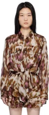 Isabel Marant Étoile Off-white & Tan Nath Shirt In Ecru/ochre