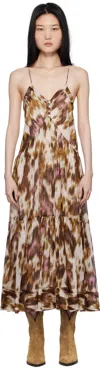 Isabel Marant Étoile Off-white & Tan Sabba Maxi Dress In Ecru/ochre