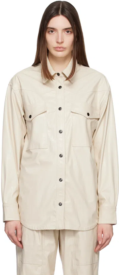 ISABEL MARANT ÉTOILE OFF-WHITE BERNY FAUX-LEATHER SHIRT