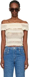 Isabel Marant Étoile Zaelle Off The Shoulder Crochet Top In Neutral