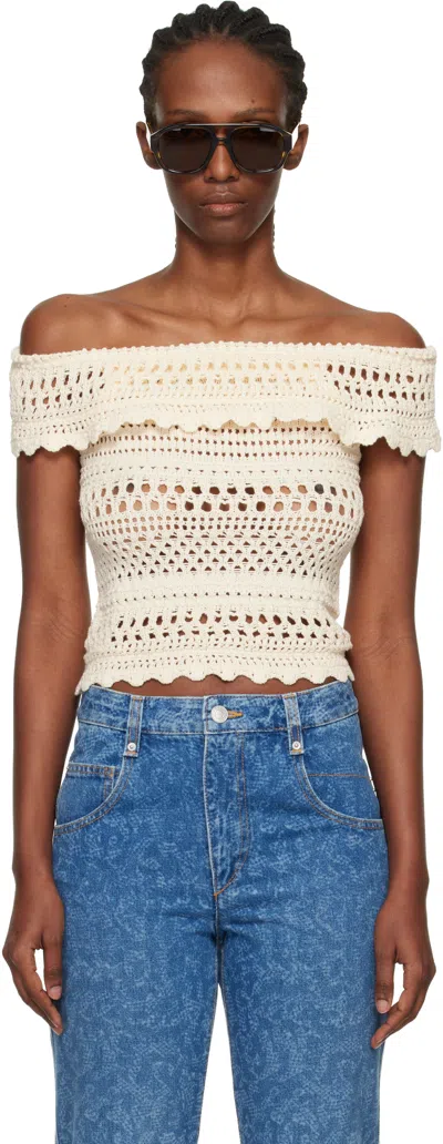 Isabel Marant Étoile Off-white Zaelle Summer Crochet Knit Top In Neutral