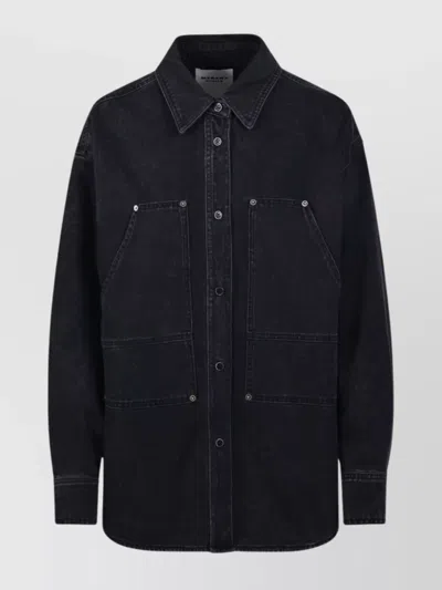 Isabel Marant Étoile Okely Denim Overshirt In Black