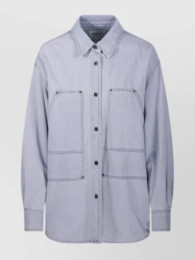 Isabel Marant Étoile Okely Gb Shirt Chest Pockets In Blue