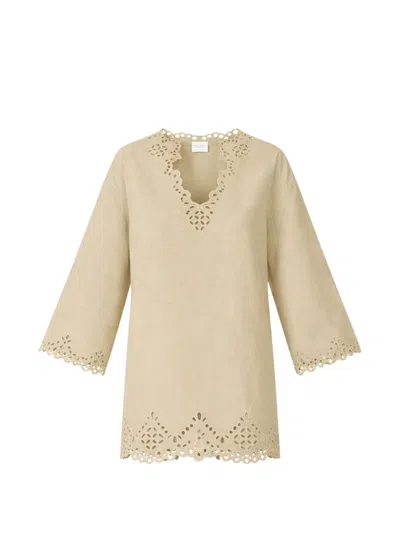Isabel Marant Étoile Openwork Cotton Tunic Dress In Neutral