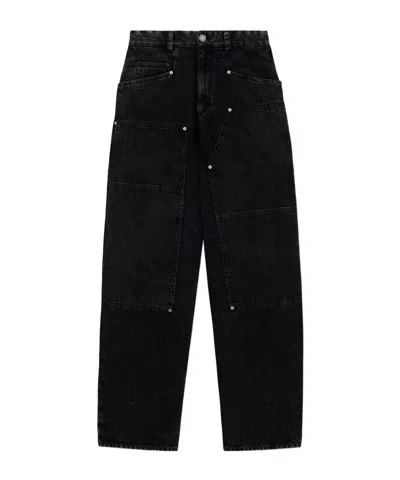 Isabel Marant Étoile Isabel Marant Etoile Ophra Loose Fit Fine Denim Jeans In Faded Black