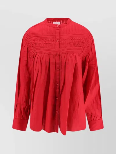 Isabel Marant Étoile Organic Cotton And Viscose Shirt With Pleated Insert In Red