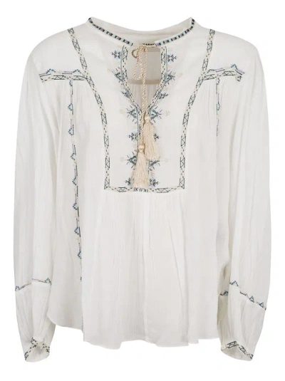 Isabel Marant Étoile Organic Cotton Embroidered Blouse In White
