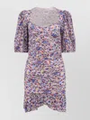 Isabel Marant Étoile Organic Cotton Floral Dress With Puff Sleeves In Multi