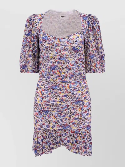 Isabel Marant Étoile Organic Cotton Floral Dress With Puff Sleeves In Multi