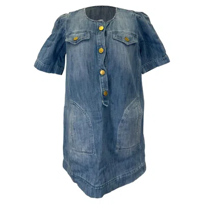Isabel Marant Etoile Oriane Mini Dress In Blue Cotton Denim In Multi