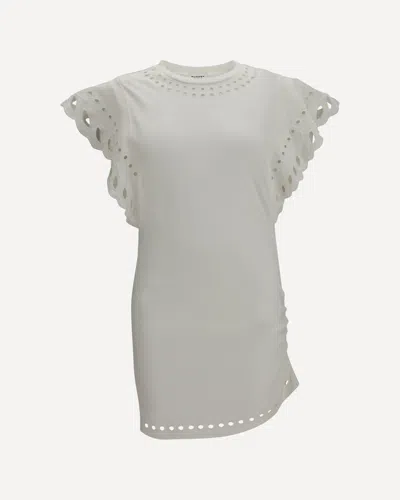 Isabel Marant Étoile Orlane Eyelet Ruffle-sleeve Mini T-shirt Dress In White