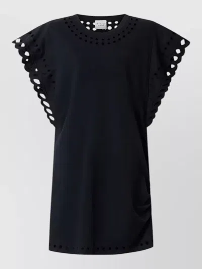 Isabel Marant Étoile Orlane Cotton Dress Round Neck Ruffles In Black