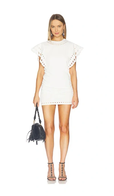 Isabel Marant Étoile Orlane Eyelet Ruffle-sleeve Mini T-shirt Dress In White
