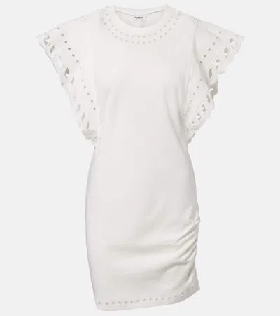 Isabel Marant Étoile Orlane Eyelet Ruffle-sleeve Mini T-shirt Dress In White