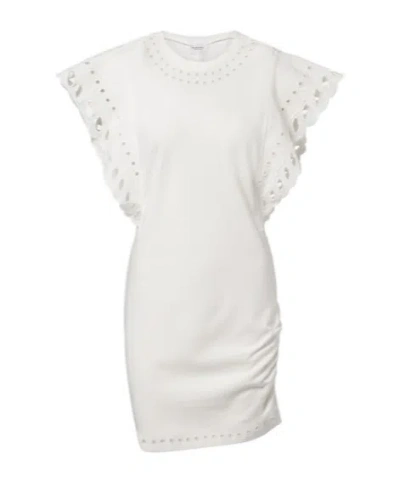 Isabel Marant Étoile Orlane Eyelet Ruffle-sleeve Mini T-shirt Dress In White