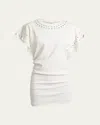 Isabel Marant Étoile Orlane Eyelet Ruffle-sleeve Mini T-shirt Dress In White