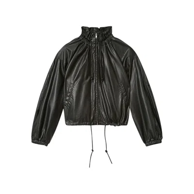 Isabel Marant Étoile Womens Isabel Marant Etoile Neela Ruched Faux-leather Jacket In Black