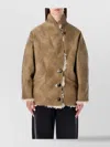 Isabel Marant Étoile Beige Shearling Coat With High Collar And Button Closure In Leather And Fur Woman In Brown