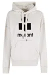 Isabel Marant Étoile Oversized Ecru Hoodie With Front Logo And Drawstring Hood In Gray
