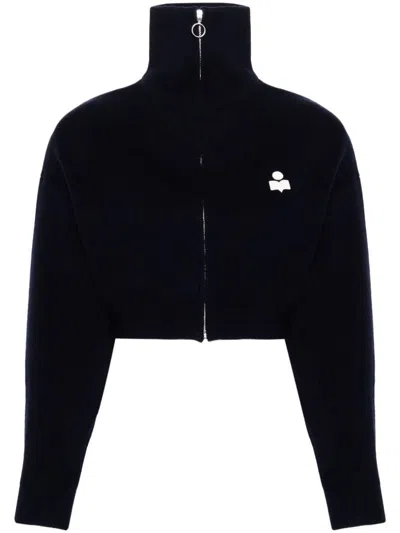Isabel Marant Étoile Oxane Zip Cropped Cardigan In Blue