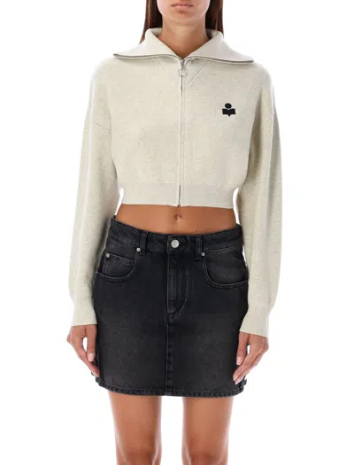 Isabel Marant Étoile Isabel Marant Etoile Oxane Zip Cropped Cardigan In Light Grey