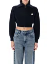 Isabel Marant Étoile Oxane Logo Embroidered Cropped Cardigan In Black