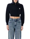 Isabel Marant Étoile Oxane Zip Cropped Cardigan In Black