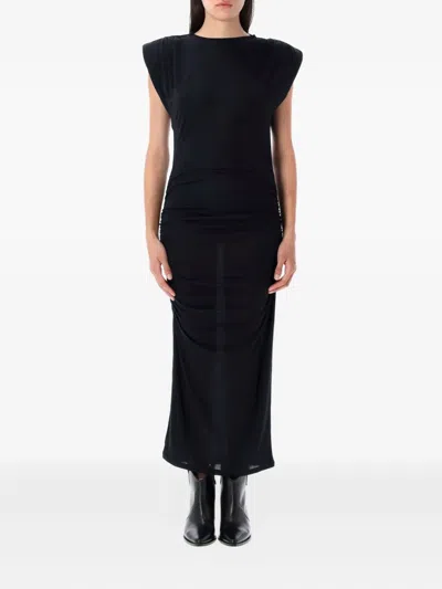 ISABEL MARANT ÉTOILE PADDED-SHOULDER MIDI DRESS