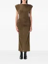 Isabel Marant Étoile Midi Dress With Cap Sleeves And Ruched Detailing In Green