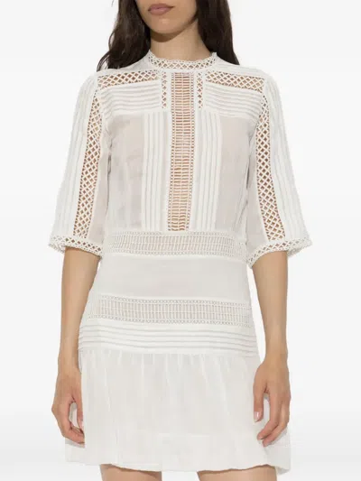Isabel Marant Étoile Paigee Crochet-knit Panelled Mini Dress In White