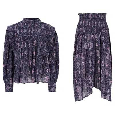 Pre-owned Isabel Marant Etoile Paisley Print Cotton Top & Skirt Two-piece Set In Black