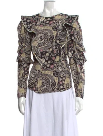 Pre-owned Isabel Marant Étoile Paisley Print Crew Neck Blouse In Black