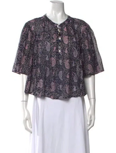 Pre-owned Isabel Marant Étoile Paisley Print Crew Neck Blouse In Blue