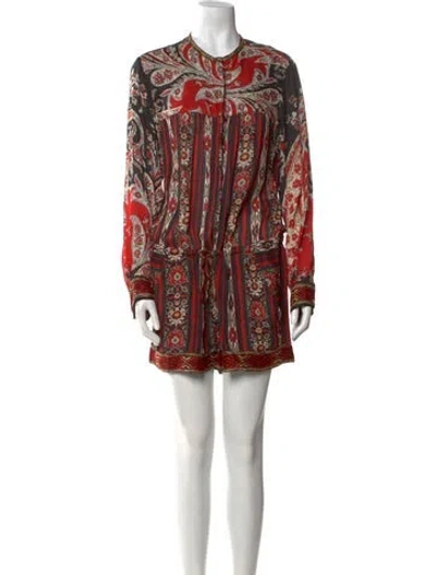 Pre-owned Isabel Marant Étoile Paisley Print Crew Neck Romper In Black